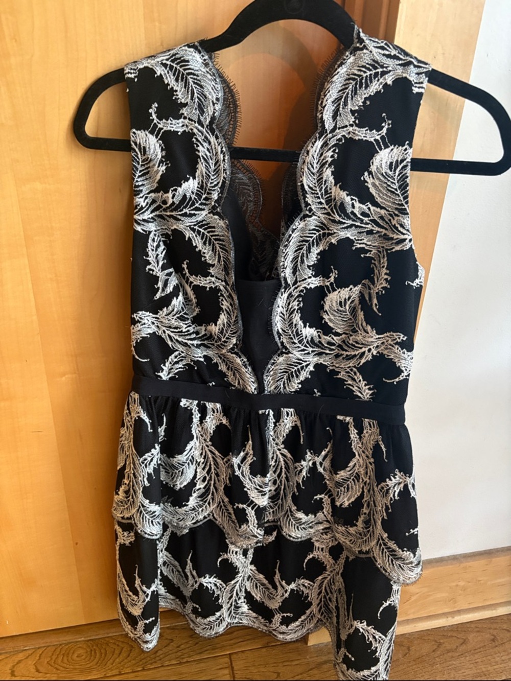 BCBGMaxAzria Black Dress with White Lace Detail